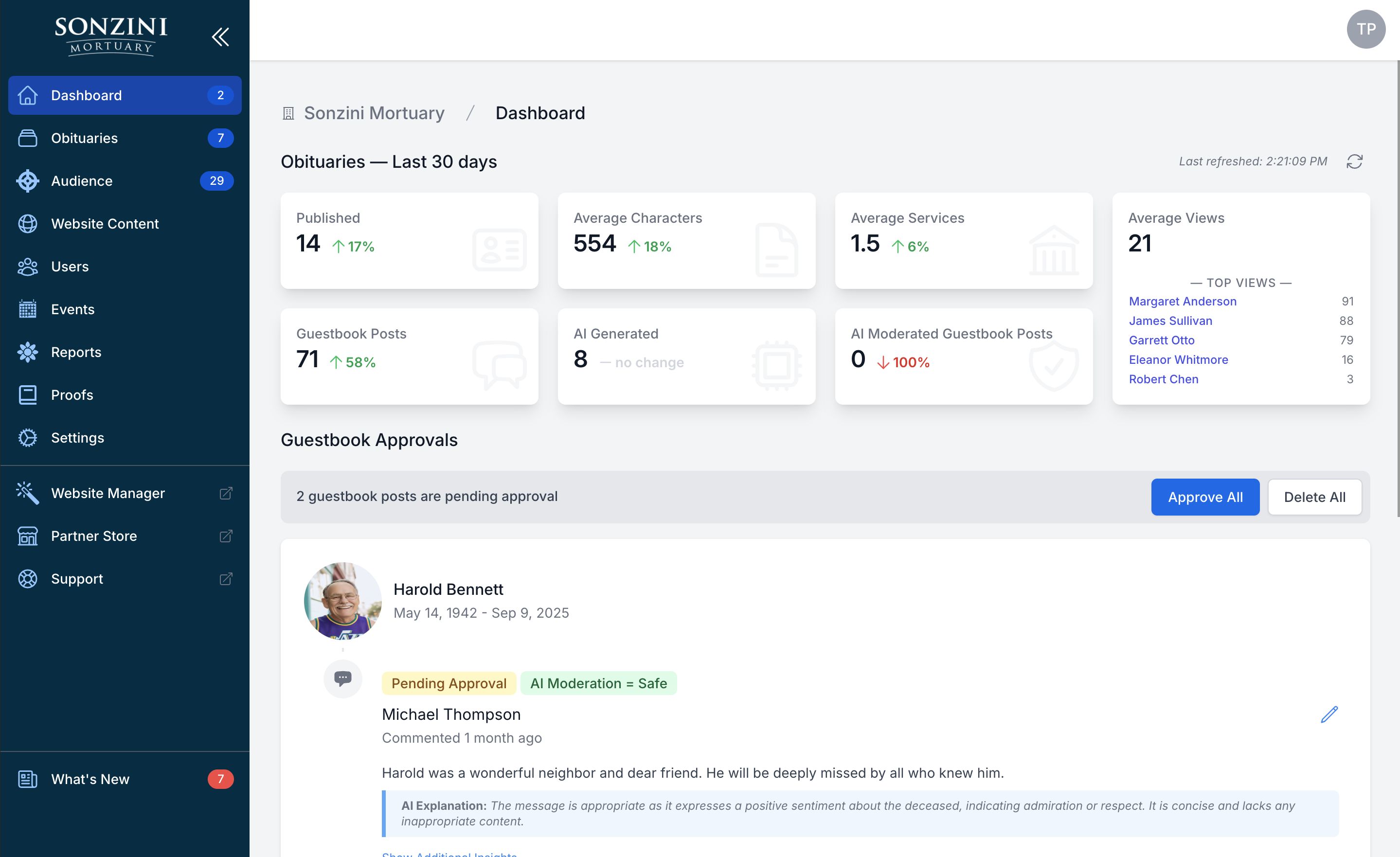 Tukios website dashboard